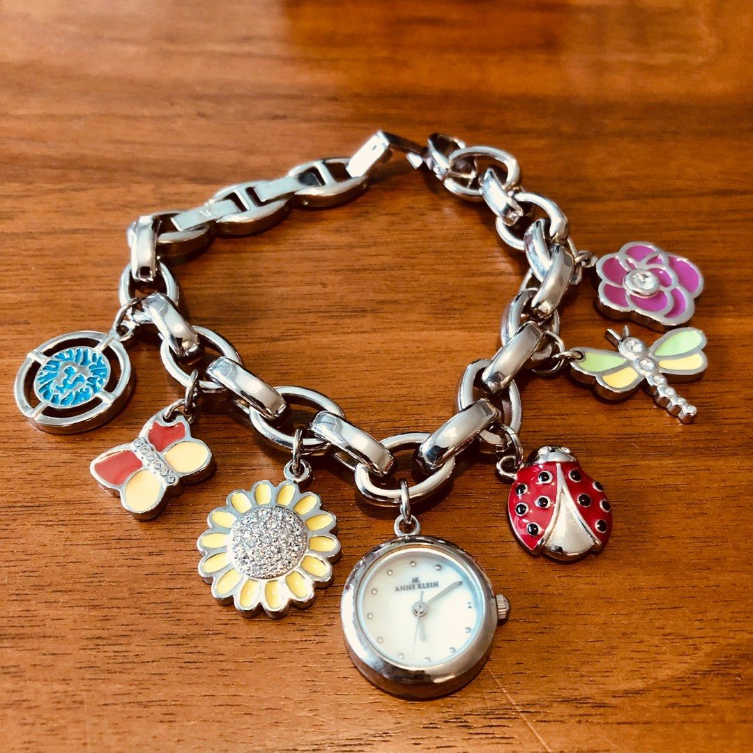 Anne Klein Women's Premium Crystal Accented Silver-Tone Charm Bracelet  Watch NEW | eBay