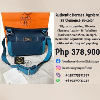 Authentic Hermes Jypsiere 28 Clemence Bicolor Bi-color Sling Messenger Bag Rare