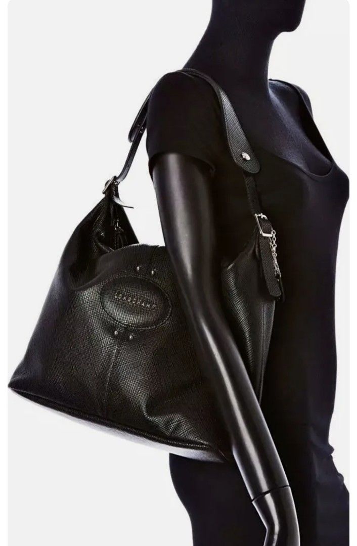 Authentic Longchamp Quadri Hobo Black Leather Shoulder Bag Handbag Tote Satchel Luxury Bags Wallets on Carousell
