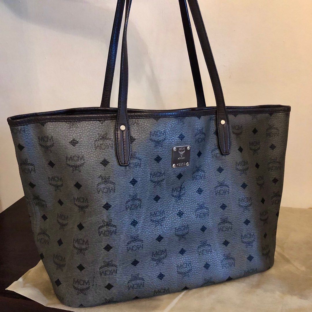 Authentic MCM Dark Grey Leather Tote Bag Made in Korea