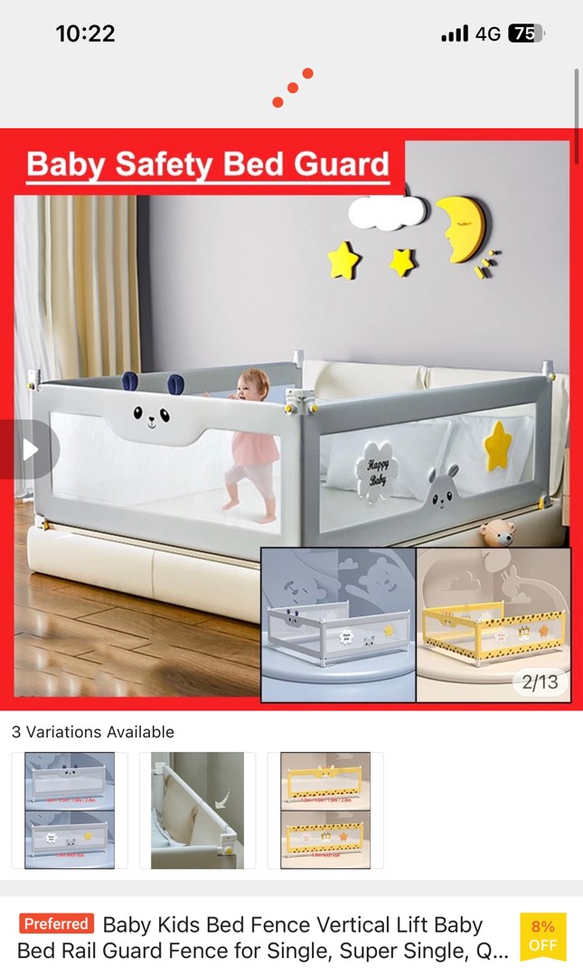 Baby bed guard, Babies & Kids, Baby Nursery & Kids Furniture, Bed