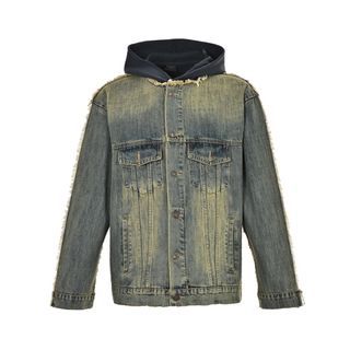 巴黎世家balenciaga拼接做舊假兩件長袖牛仔外套 代購服務