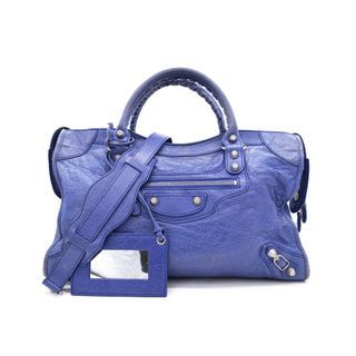 BALENCIAGA Lambskin Leather Giant Silver Motorcycle City