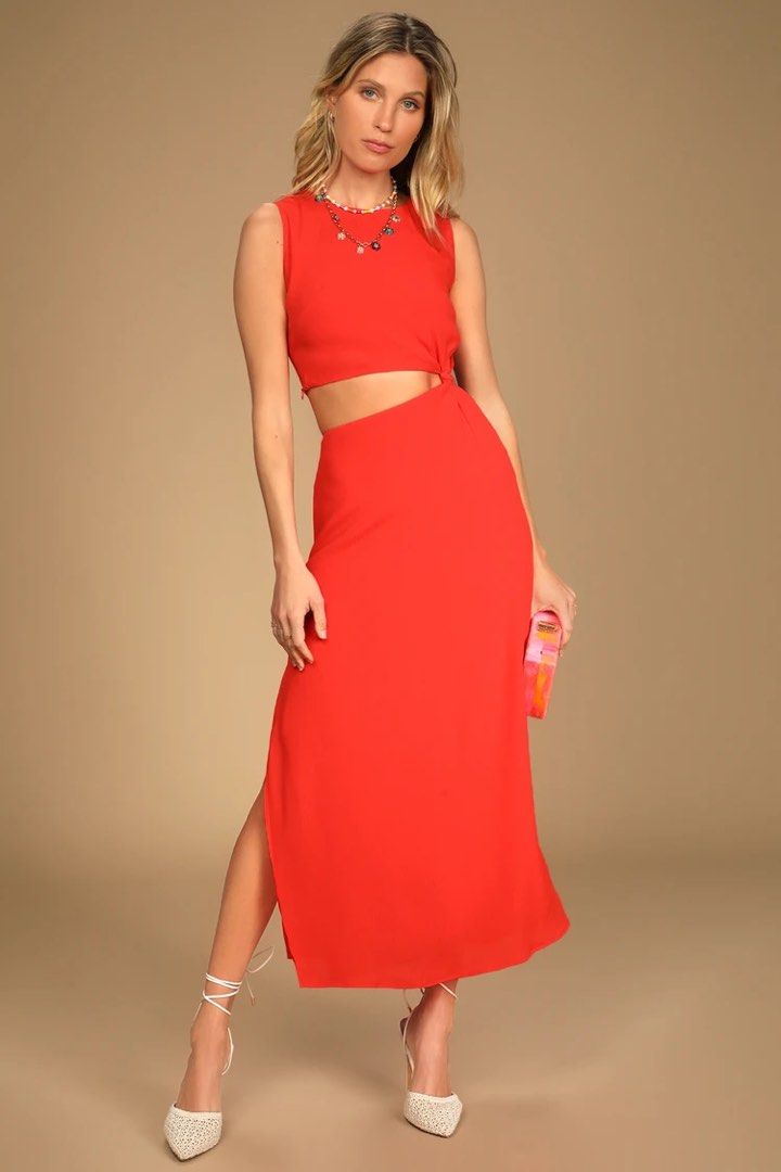 Red orange hotsell midi dress