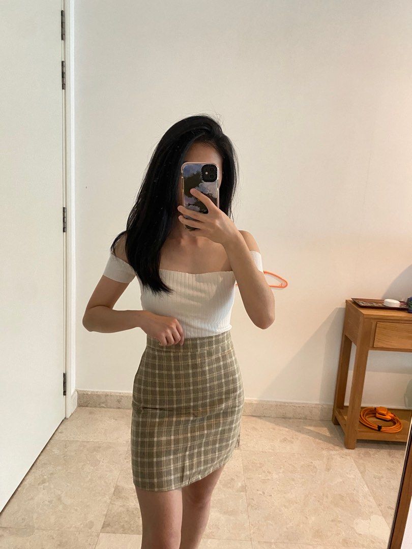 Plaid brown a line skirt hot sale