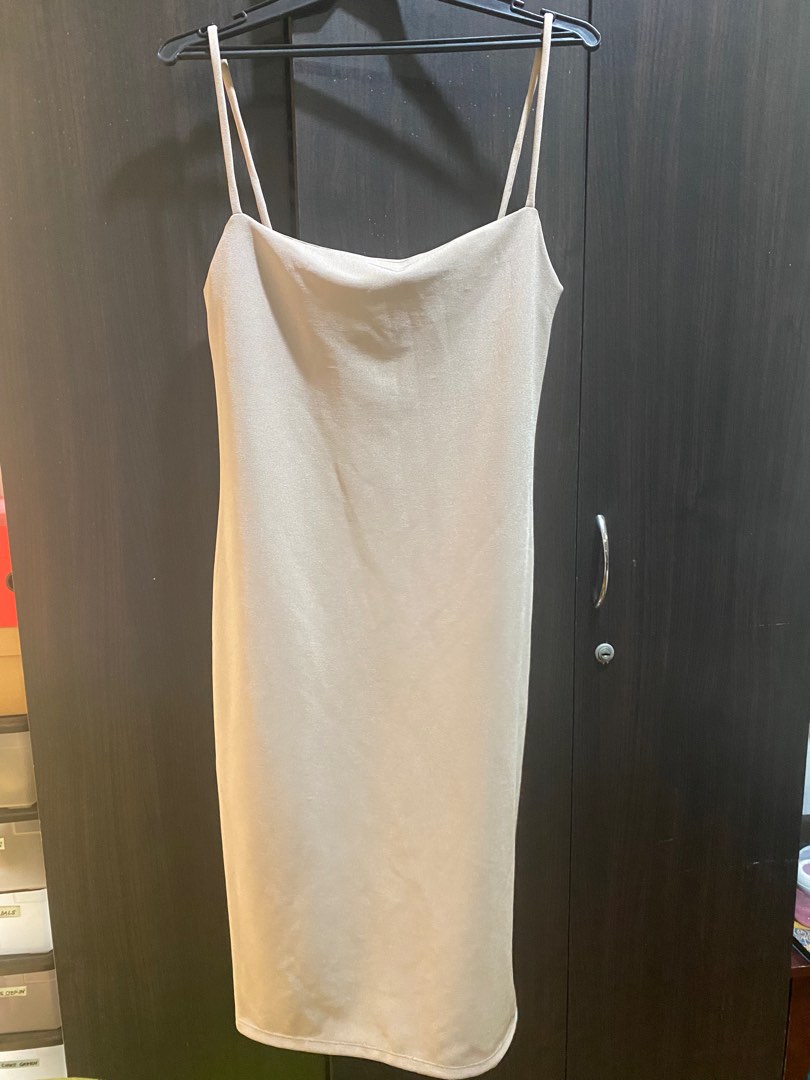 French Beige Slip Dress