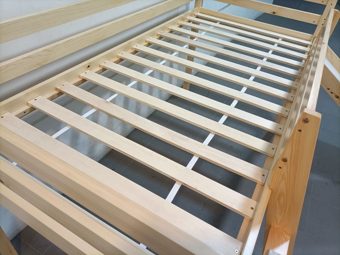 BELLINGHAM Kids Mid Sleeper Bed with Slide in NATURAL, Furniture & Home