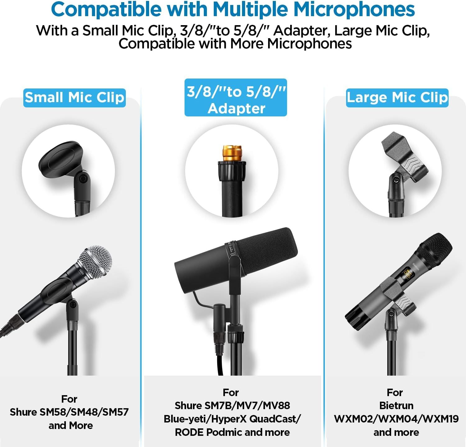 Bietrun Longer Mic Stand(Max to 67 Inches), Microphone Stand Universal ...