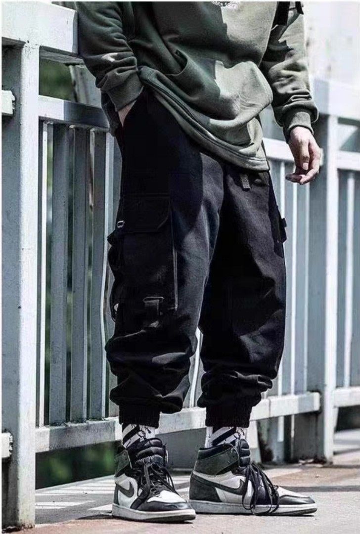 Black Cargo Pants Men s Fashion Bottoms Joggers on Carousell