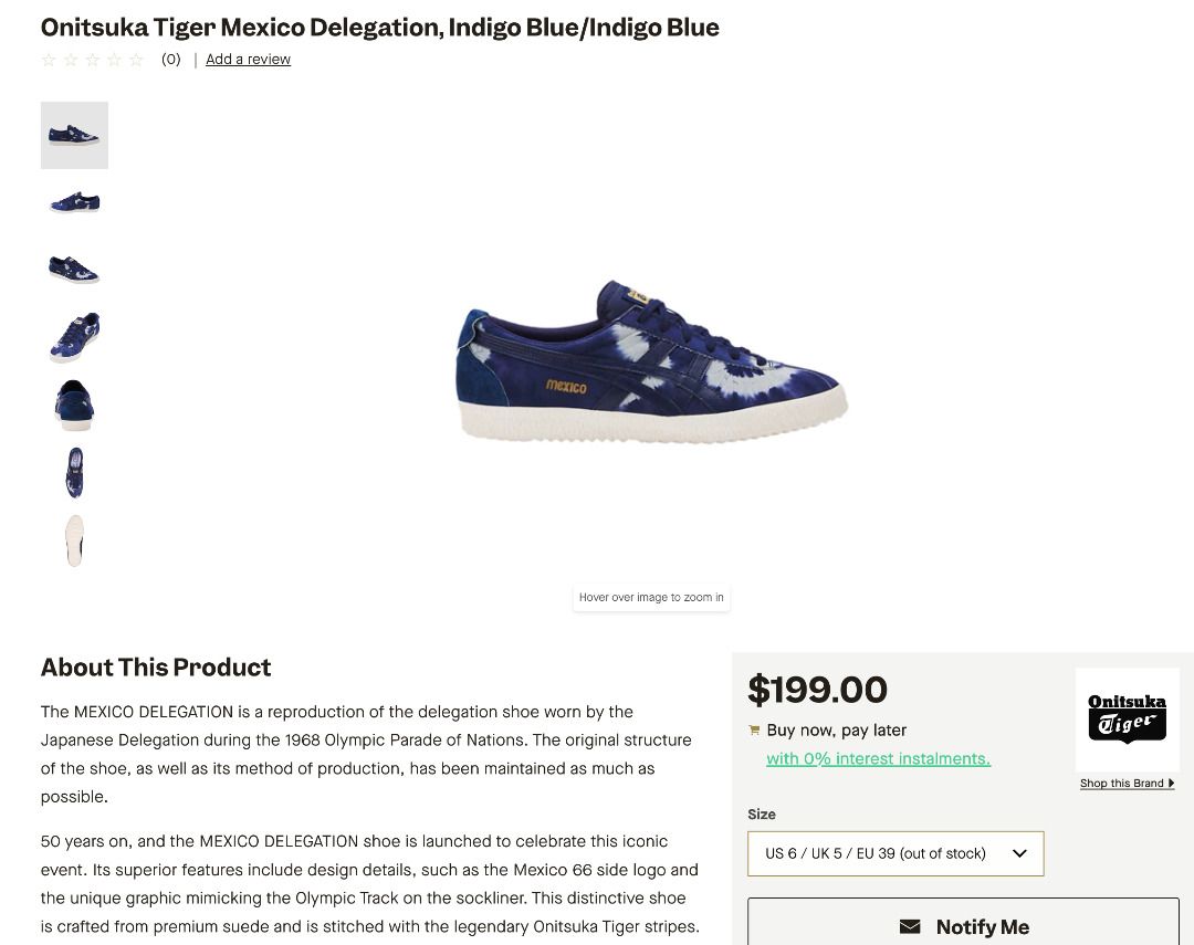 BNIP Authentic New Full Leather Onitsuka Tiger Mexico Delegation