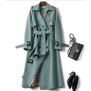 (BRAND NEW IN STOCK) Korean Designed and Made  korean long jacket women spring autumn long sleeve double breasted elegant trench coat ladies casual outwear