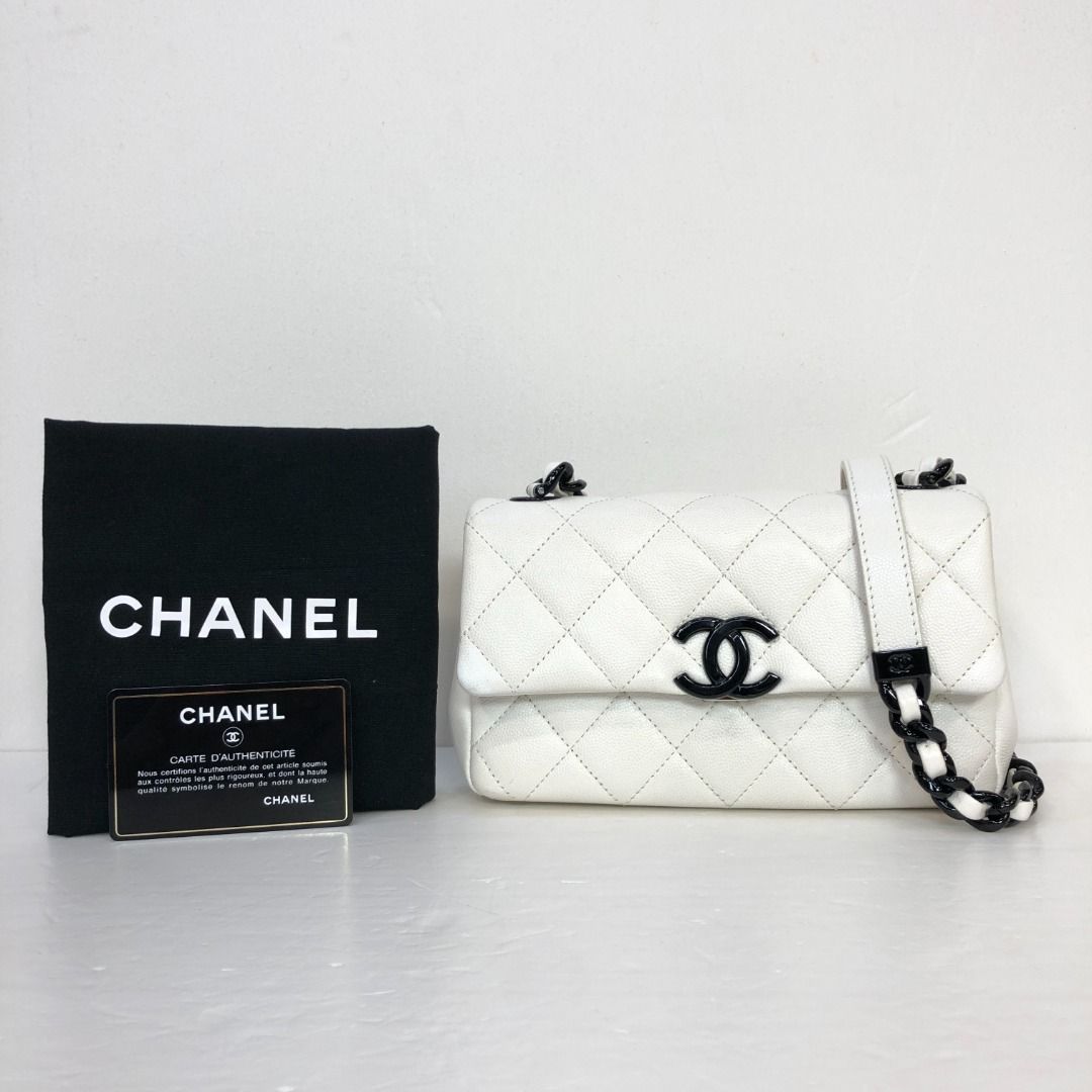 Grained calfskin & lacquered 2025 metal white & black