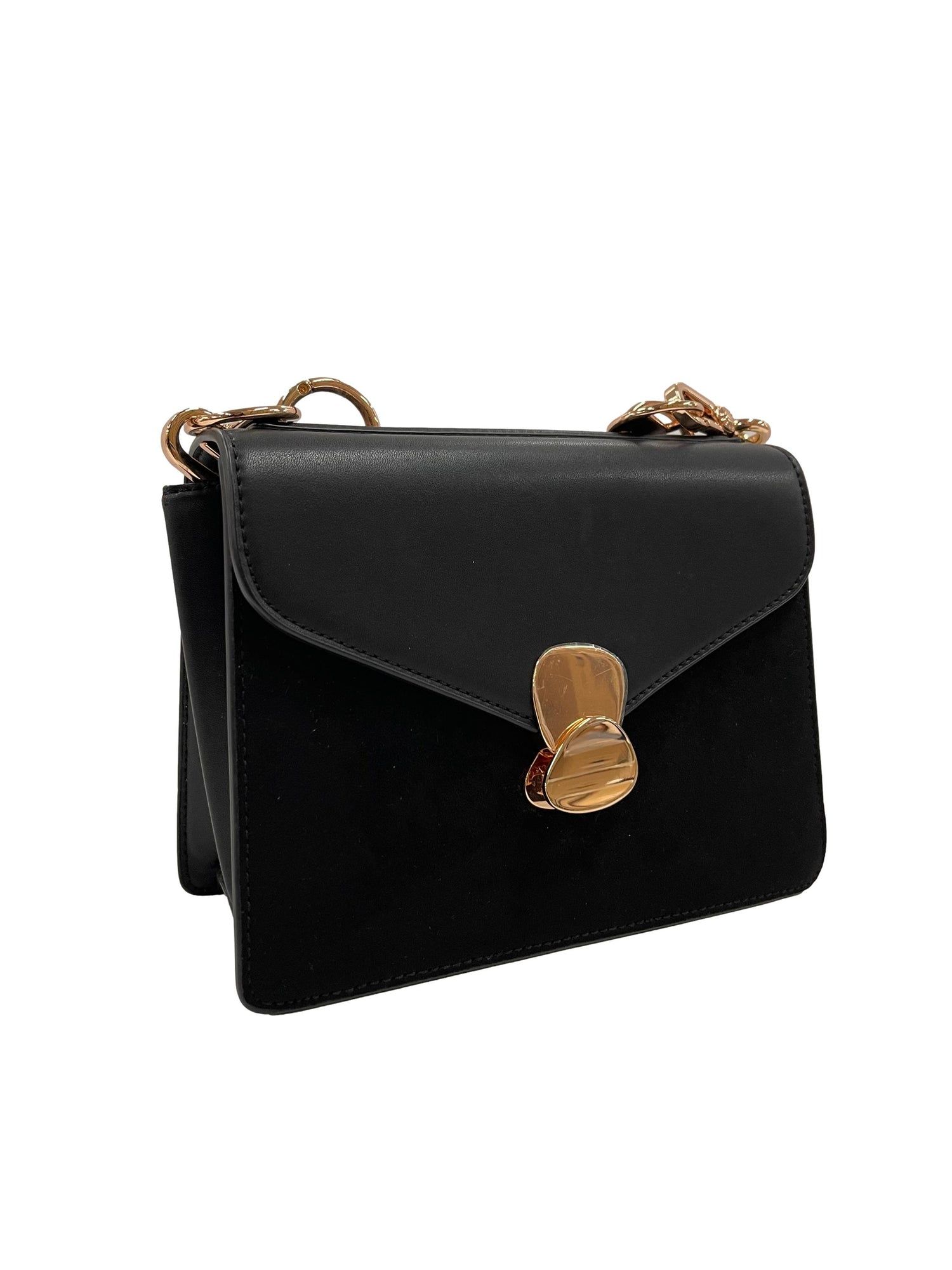 Charles keith Metal Push Lock Front Flap Cross Body Bag Black