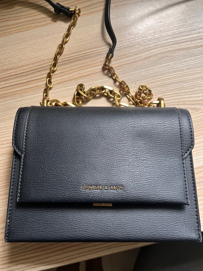 Chain detail online front flap bag