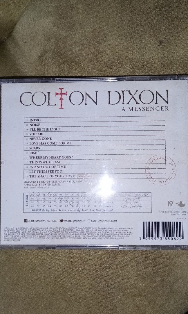 COLTON DIXON CD ALBUM PRELOVED (Category: CDs & DVDs) located in Cavite. Submitted by anna1033 (Listing ID 1268805272, Image 3). Description: EXCELLENT CONDITION BARELY USED!!! I am the first owner Authentic/original Album Title: A Messenger RFS: declutter.