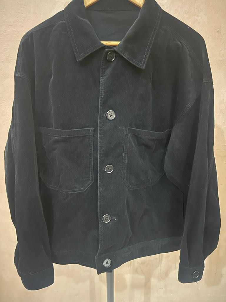 Corduroy GU Uniqlo Black Oversized Jacket Pit 23