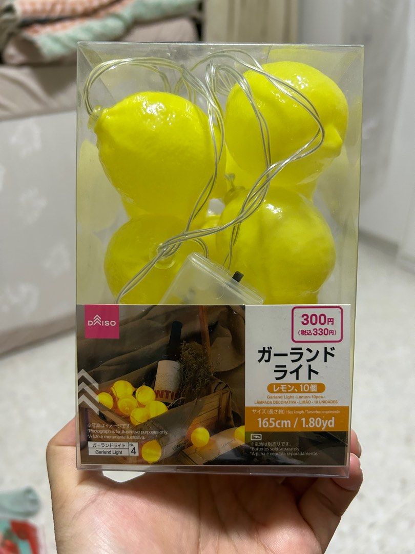 Daiso Lemon Garland Lights 165cm 1.80 yards, Furniture & Home Living
