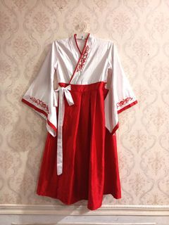Dress kimono merah putih bordir remaja cewek