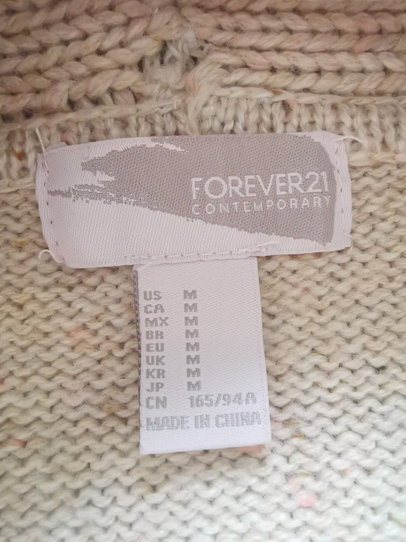 Forever 21 Contemporary Beige Knitted High Collar Sweater Pullover
