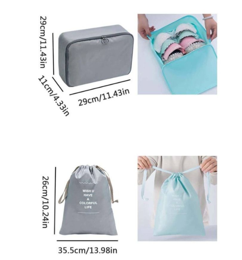 FREE DELIVERY Travel essential Grey Waterproof 7 Piece Packing