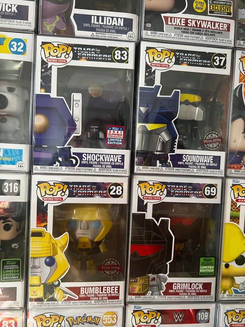 Funko Pop Transformers Bumblebee Shockwave Soundwave Grimlock