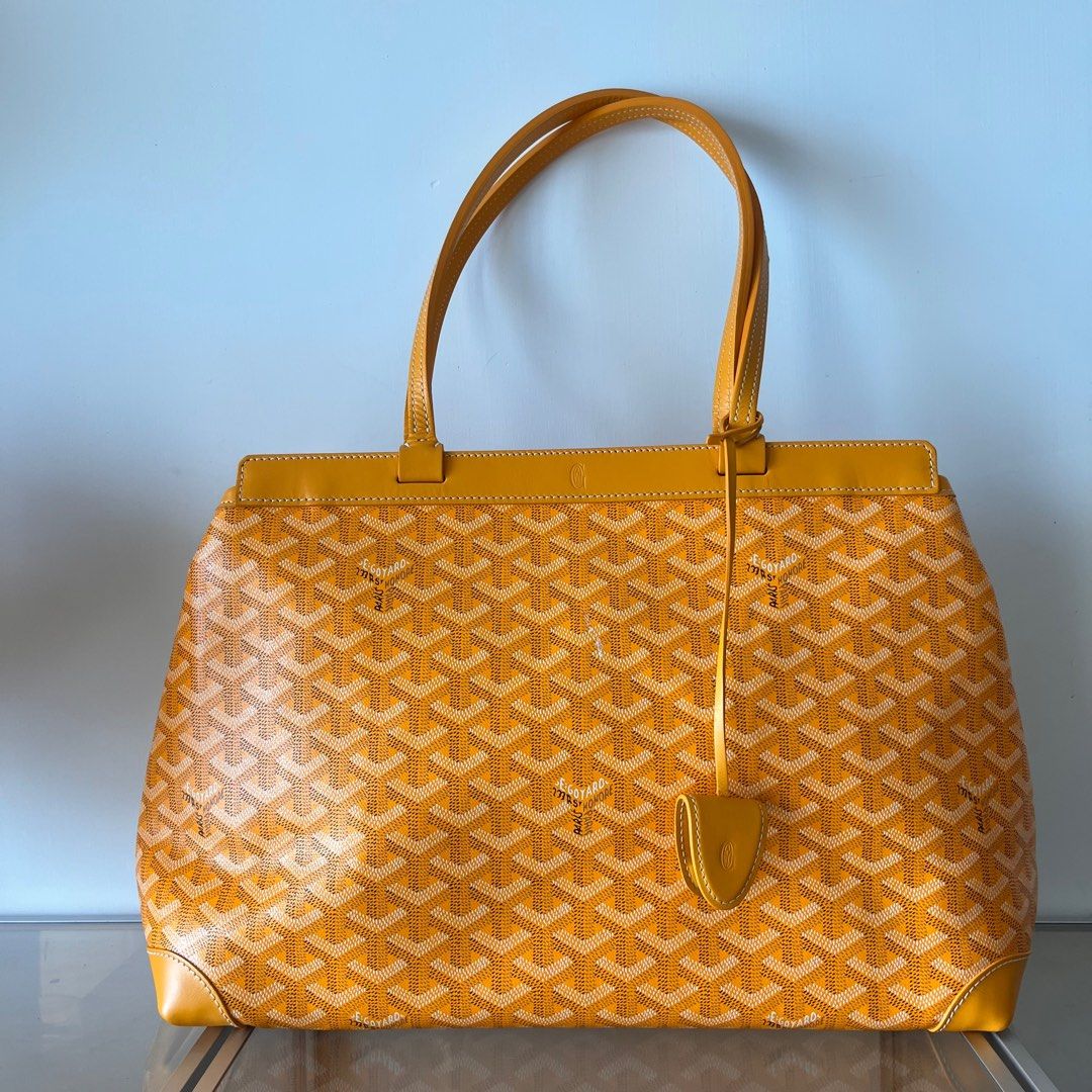 Goyard classic vintage bellechasse biaude yellow canvas shoulder tote bag V104