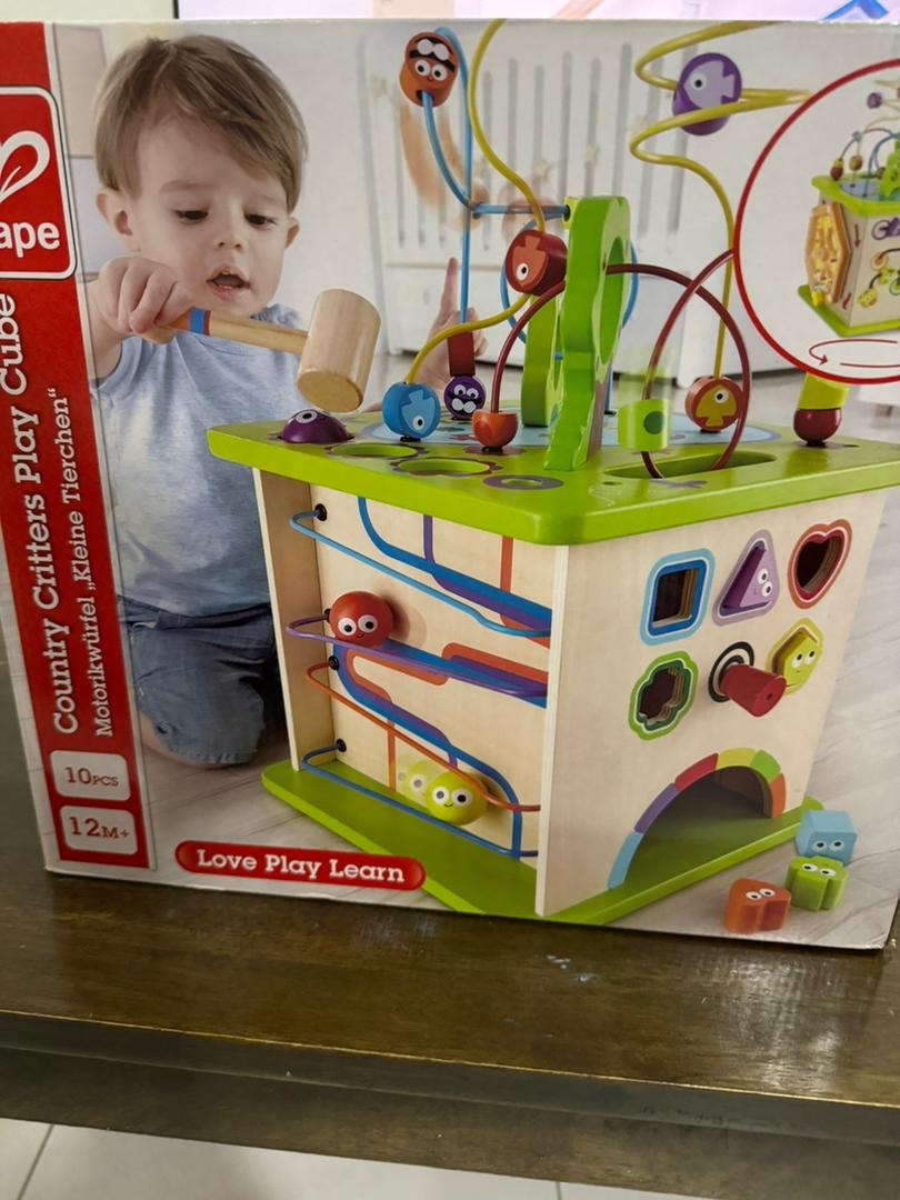 Hape Country Critters Wooden Activity Play Cube Babies Kids