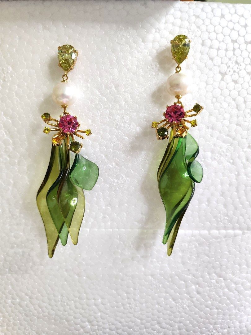 Kate Spade Green Dangler Earrings Authentic Women s Fashion