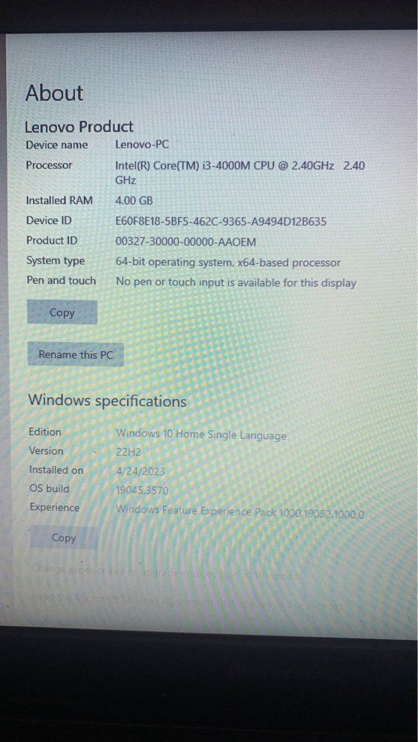 Lenovo i3 laptop (Category: Laptops & Notebooks) located in Batangas. Submitted by midnightlight. (Listing ID 1268743585, Image 2). Description: Lenovo intel core i3 With charger See pics for device info.