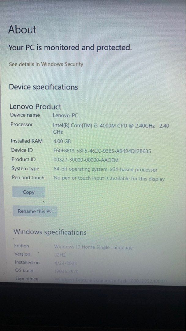 Lenovo i3 laptop (Category: Laptops & Notebooks) located in Batangas. Submitted by midnightlight. (Listing ID 1268743585, Image 1). Description: Lenovo intel core i3 With charger See pics for device info.