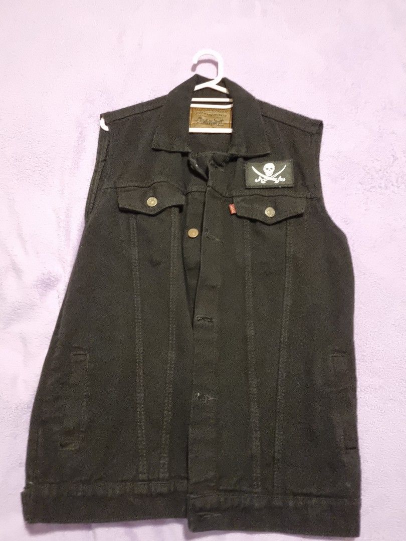 Levis black denim best sale vest