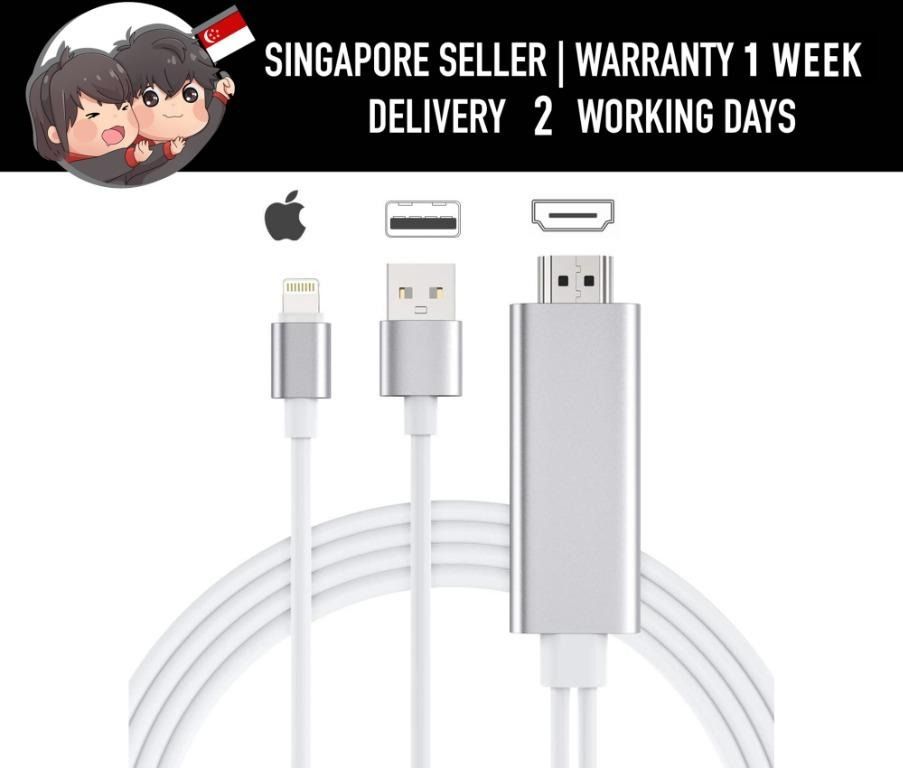 Lightning Digital AV Cable HDTV Cable Plug Play 1800mm Silver for iPhone 12 Mini Pro Max iPhone 11 11Pro XR X XS 8 7 6 SE iPad Air Mini Pro iPod