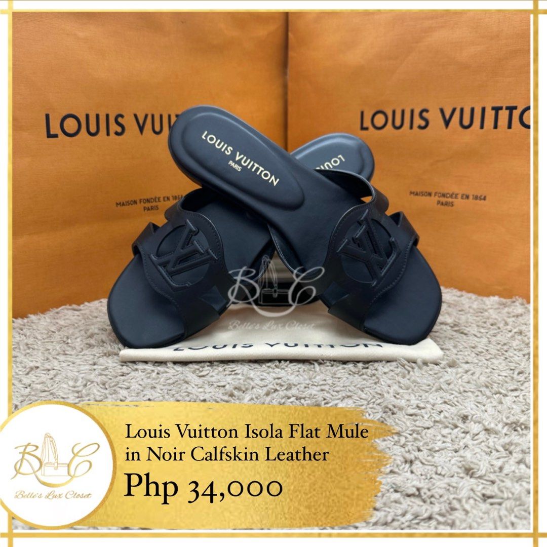 Louis Vuitton Isola Flat Mule Noir Calfskin Leather Luxury