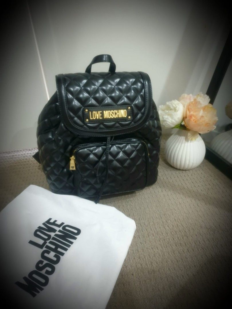 Love Moschino quilted backpack New with dustbag no tag Women s Fashion Bags Wallets Backpacks on Carousell