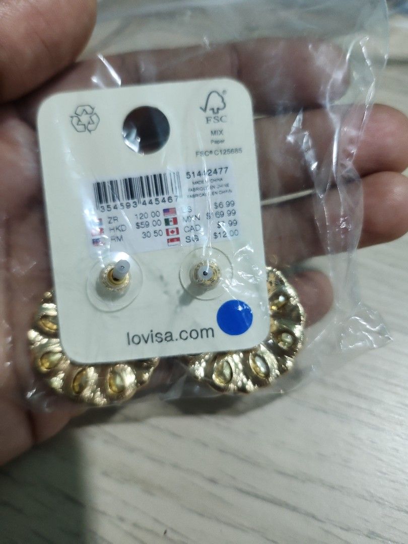 Lovisa Gold Flower Encrusted Stud Earrings, Women's Fashion