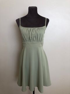 Lovito Jade Green Midi Knee Length a-line dress