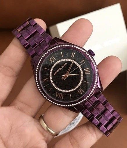 Purple michael hotsell kors watch women's