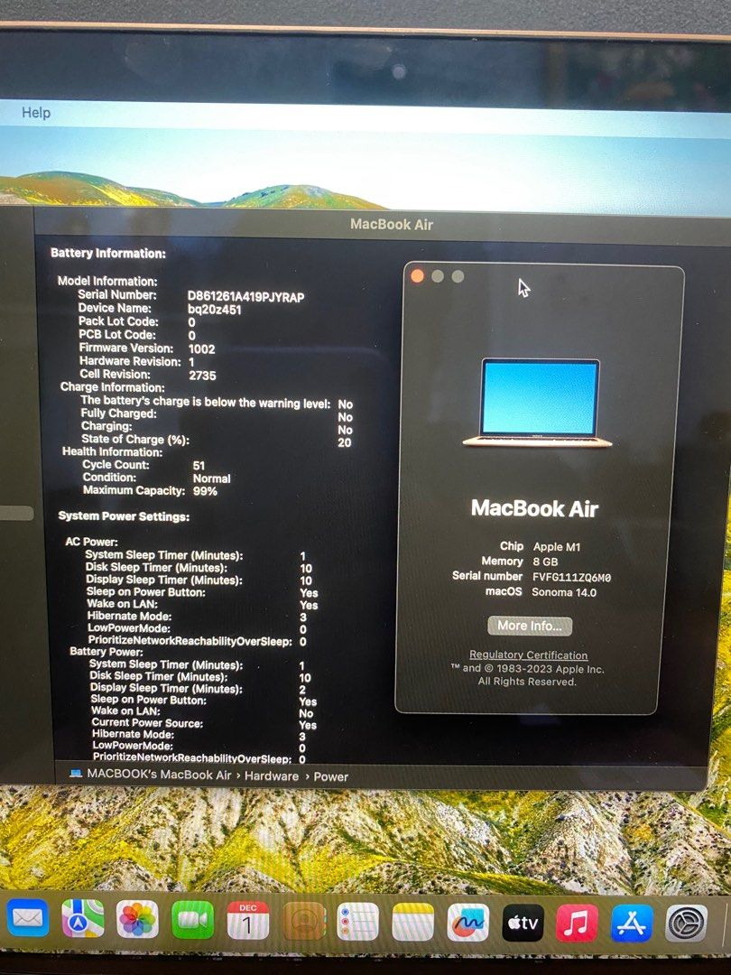 Macbook Air M1 2020 13inch 8/512GB keyboard jepang, Elektronik