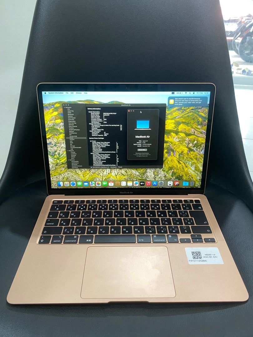 Macbook Air M1 2020 13inch 8/512GB keyboard jepang, Elektronik