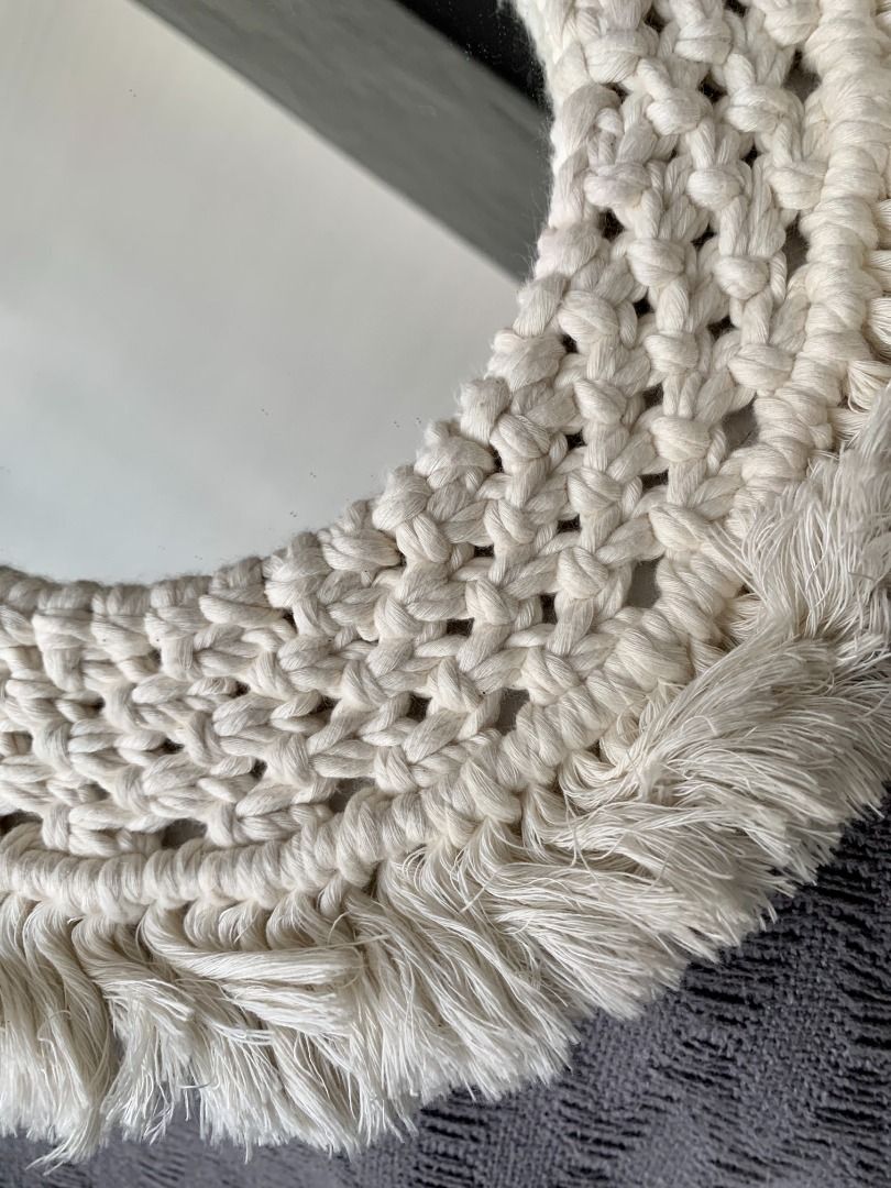 Macrame Wall Mirror (Category: Mirrors) located in Las Pinas. Submitted by tienda_ (Listing ID 1268755304, Image 2). Description: Macrame Wall Mirror Mirror size is around 5 inches .