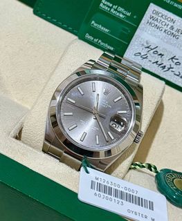 NOS 2020 Rolex Datejust 41 Mens Grey Dial Smooth Bezel on Oyster 126300