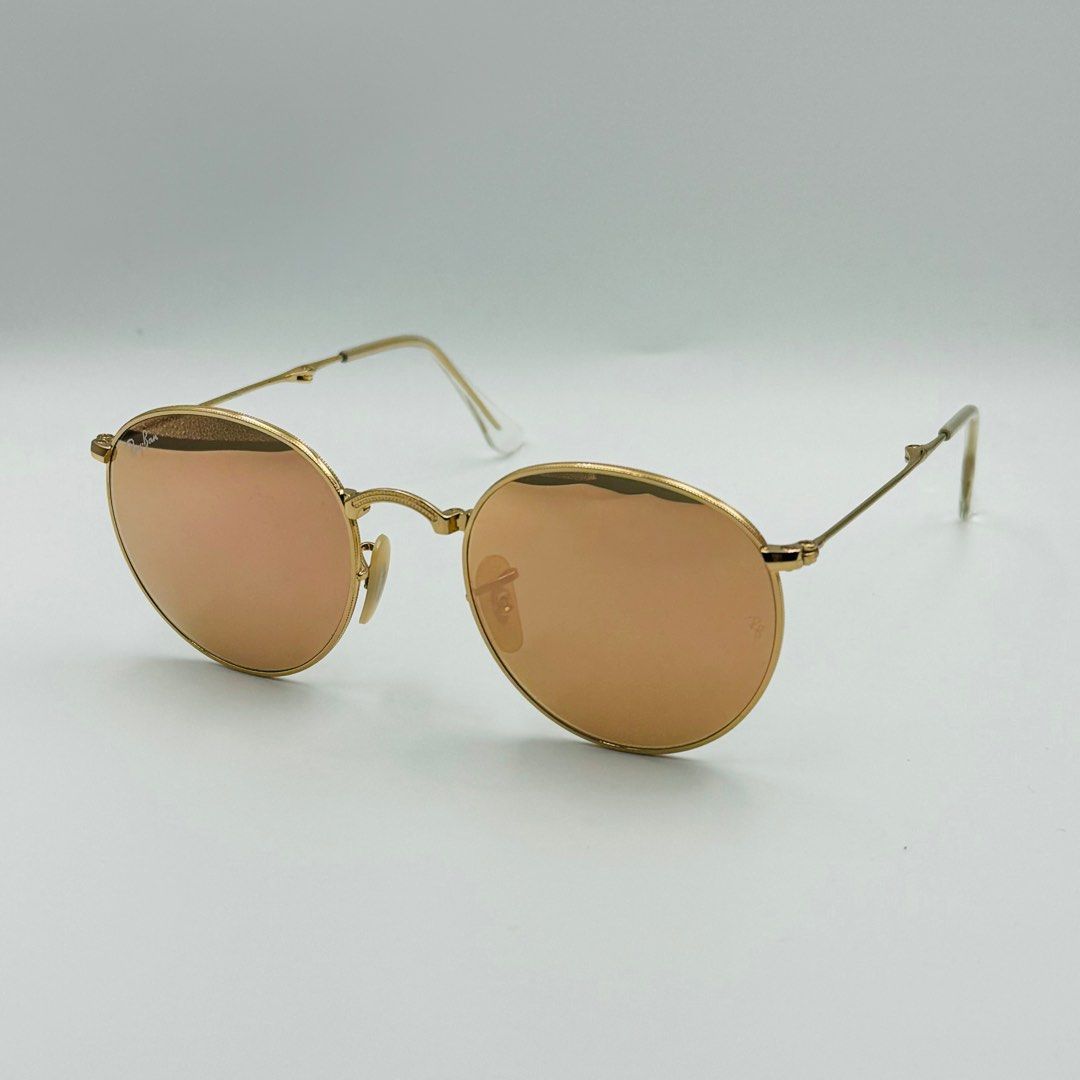 Oakley Round Metal Folding Gold w Brown Mirror Pink Men s