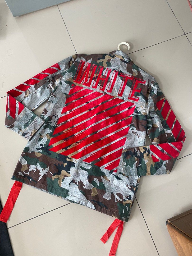 Off White Virgil Abloh Camo Military Jacket Men s Fashion Coats