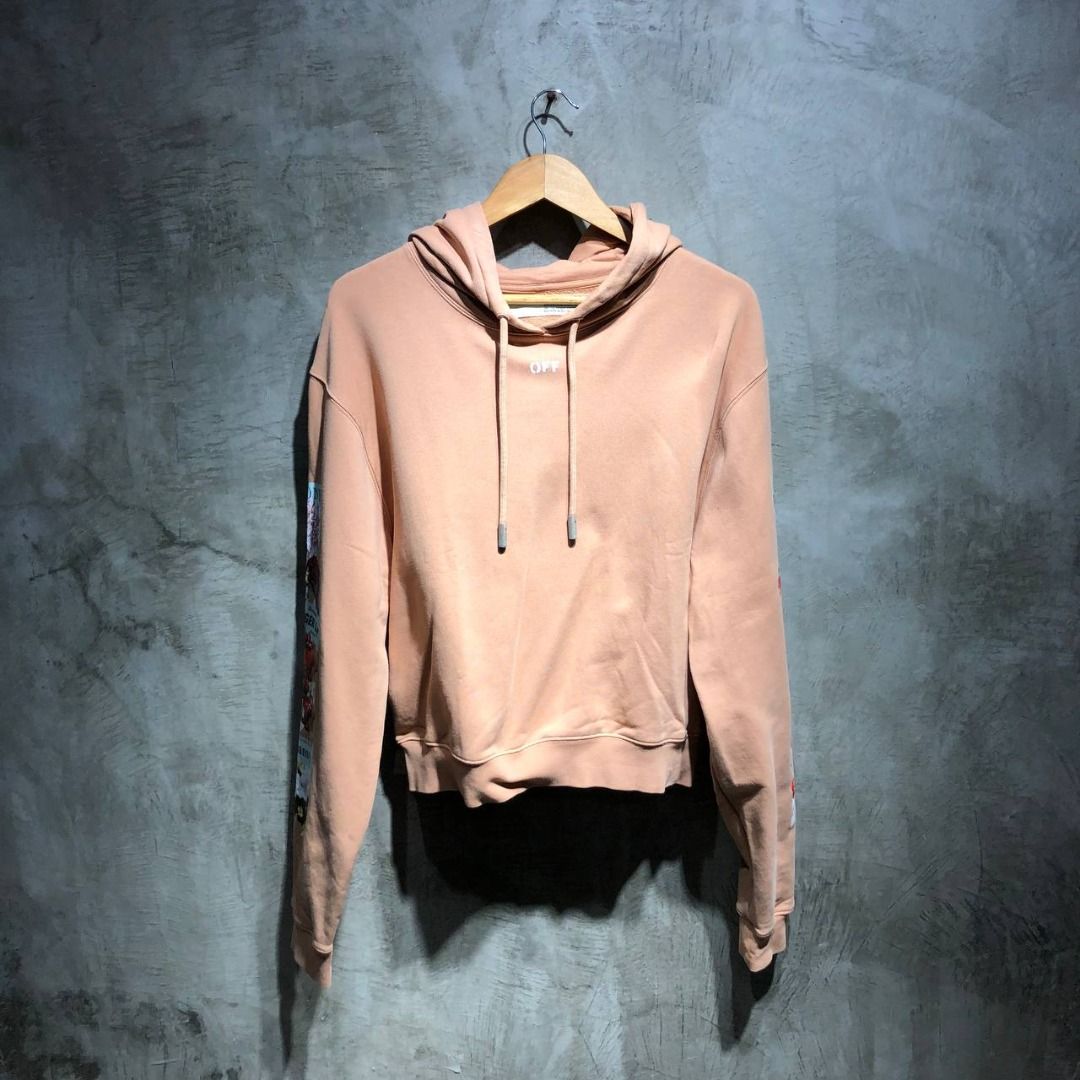 Off white flower hoodie pink discount
