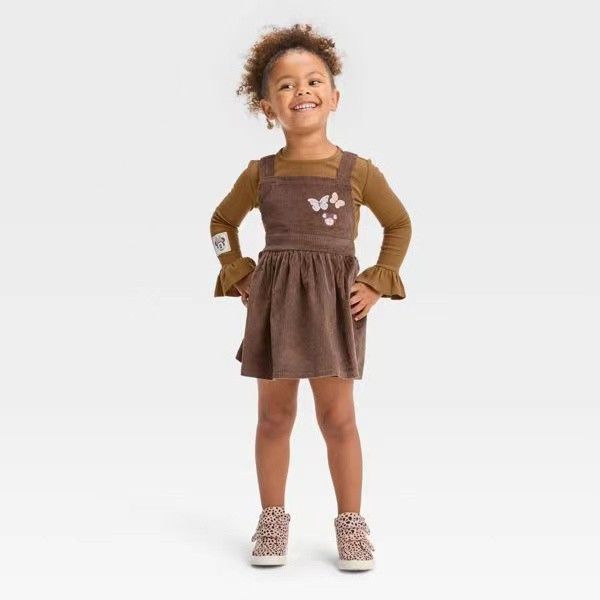 Corduroy overall dress baby top