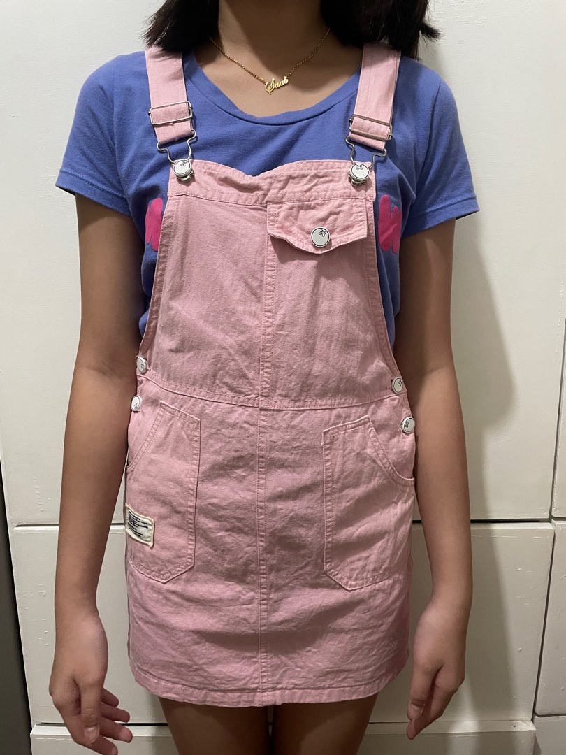 Pink skirt overalls top
