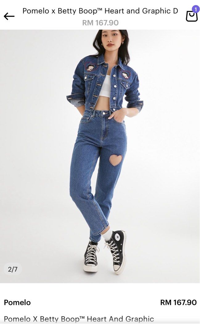 Pomelo x Betty Boop Denim Jacket, Women's Fashion, Coats, Jackets and