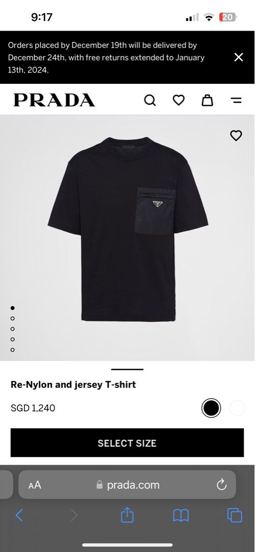 Re-Nylon and jersey T-shirt