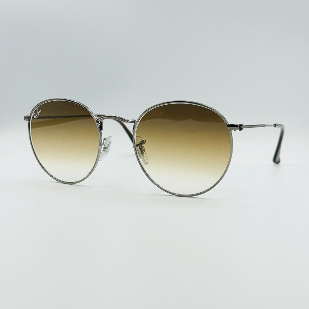 Rayban RB3447N 004 51 Round Flat Gunmetal w Light Brown Gradient
