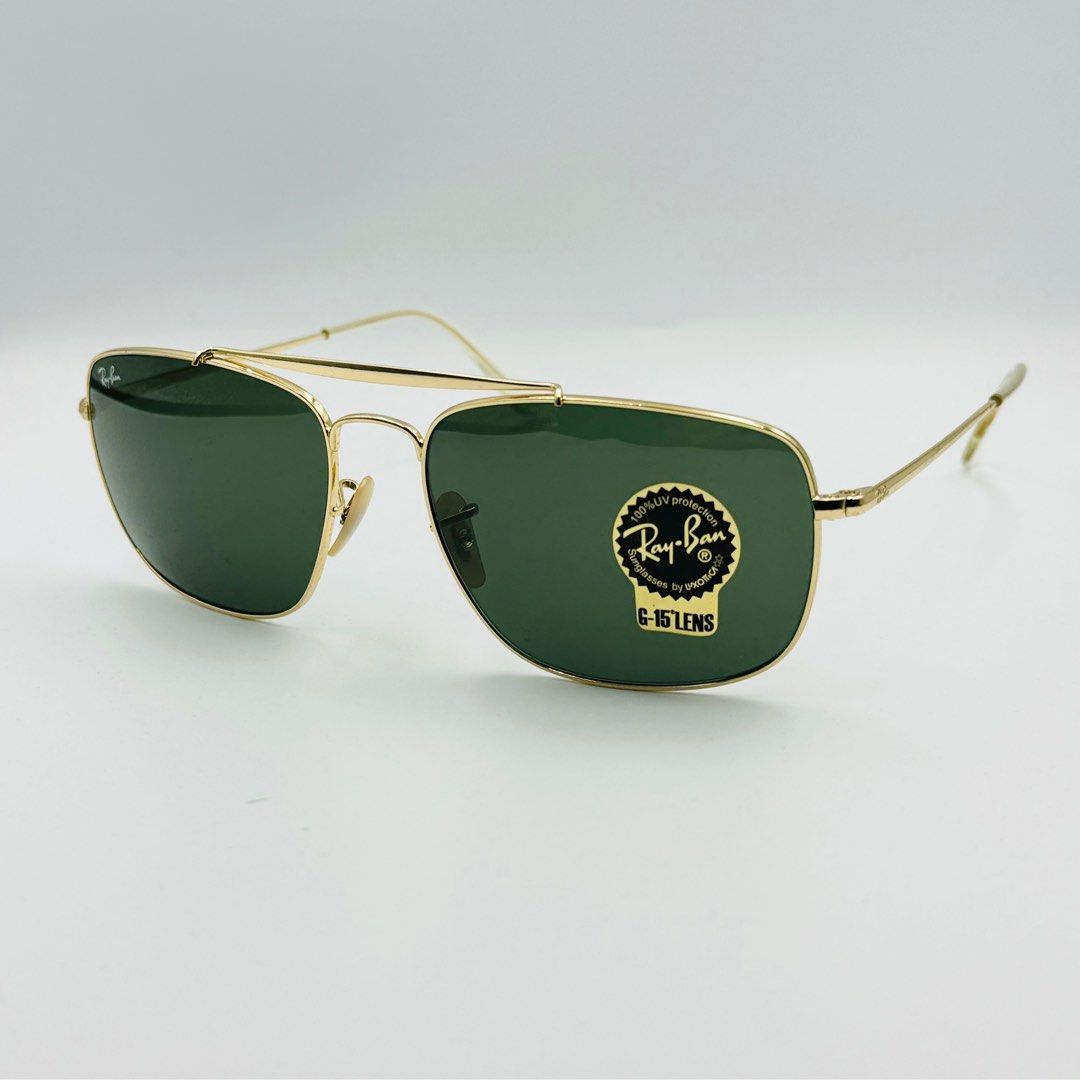 Rayban RB3560 001 The Colonel Gold w Green G 15